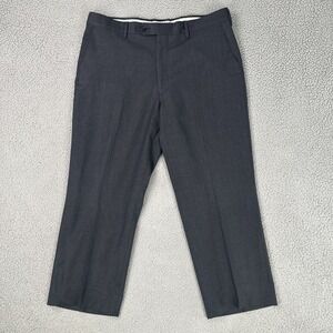 Paul Fredrick Dress Pants Men 34R (34x26) Charcoal Straight Leg 100% Wool 28696